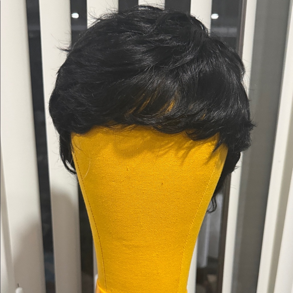 Human Hair Black Women's/Mens Wig